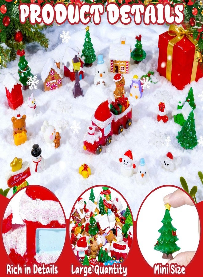 Bbiamsleep 100 Pcs Miniature Christmas Figurines Mini Resin Christmas Figurines Mini Santa Claus Snowman Xmas Trees Animals Gift Box Snowflake for Fairy Garden Xmas Snow Globes Village Decor - Image 3